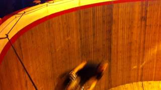 The Wall of Death Motorcycle Circus Stunt Show , 1920s single cylinder motorcycles.