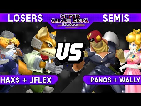 Smash Melee - Hax$ + Jflex (Fox / Sheik) vs Panos + Wally (Falcon / Peach) - Major Flavor LS