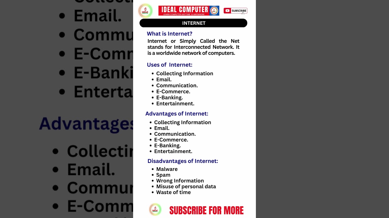 What is Internet | Advantages of Internet | Disadvantages of Internet