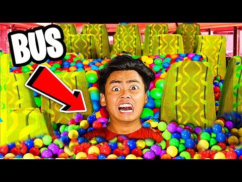 1,000,000 Ball Pits inside a Moving Bus! Video