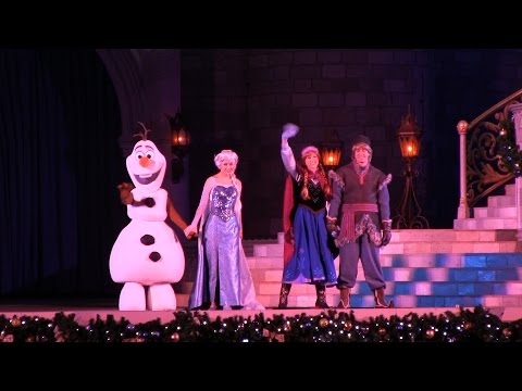 'A Frozen Holiday Wish' Cinderella Castle Lighting Show at Magic Kingdom
