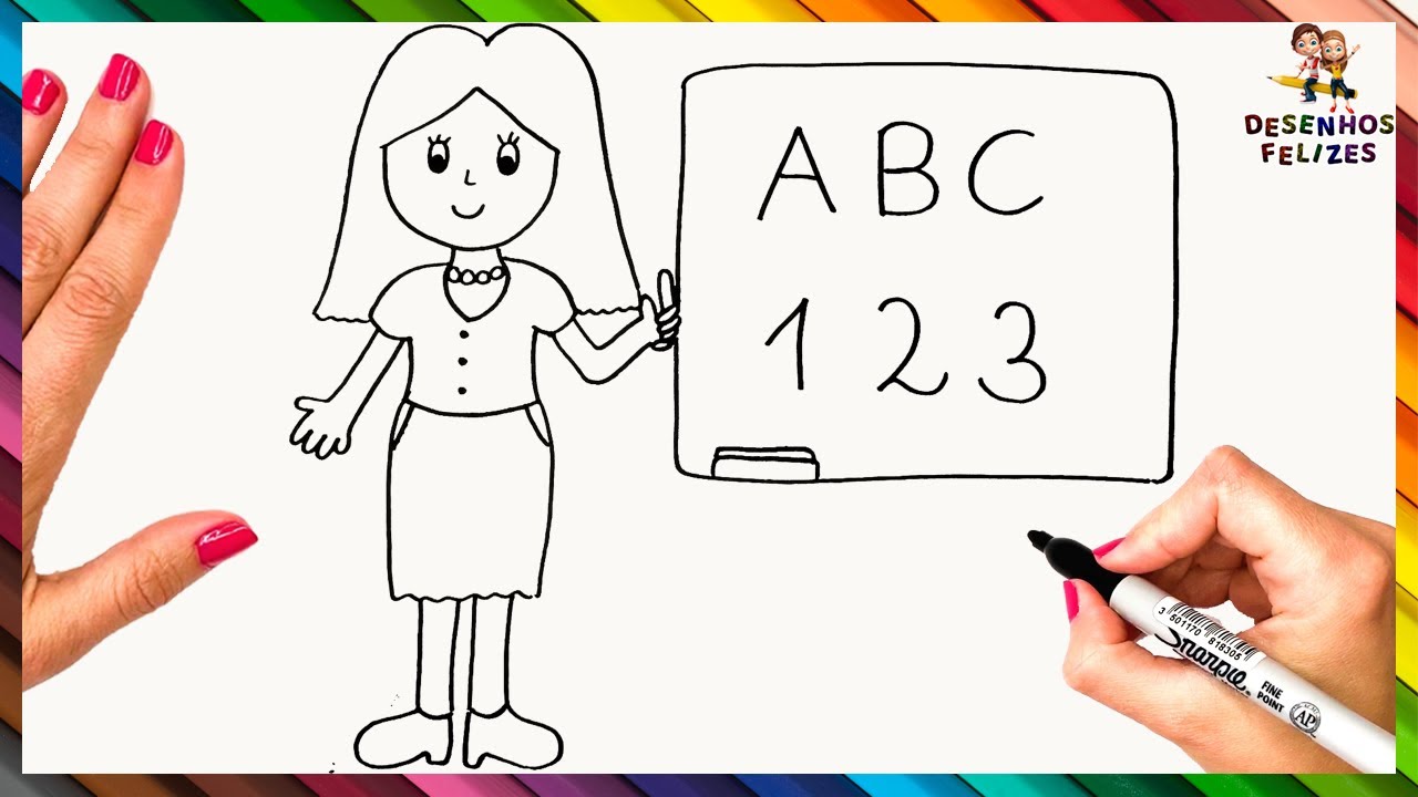 Como Desenhar Uma Professora Passo A Passo 👩‍🏫 Desenhar Professora Facilmente
