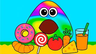 Pou 24 hours ONLY EATING COLORFUL FOOD | Pou Vlogs