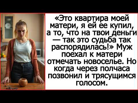 Это квартира моей матери, я ей ее купил, а то, что на твои деньги — так это судьба так распорядилась
