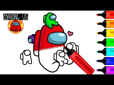 Coloring Among Us Character and Mini Crewmates | Among Us Coloring Videos