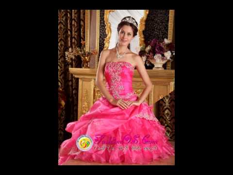 Beautiful Hot Pink Quinceanera Dress Strapless Organza...