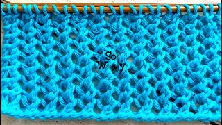 Two-row repeat Mesh knitting stitch pattern (super