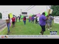 Union workers at Trane Technologies in Tyler hold picket