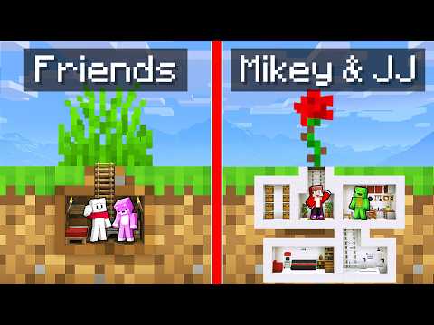 Friends vs JJ & Mikey Tiny Underground Base in Minecraft (Maizen)