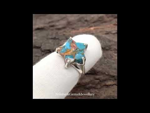 Turquoise stone rings solid 925 sterling silver rings