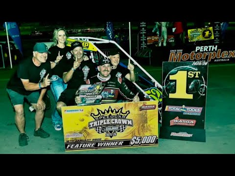 Speedcar A-Main 2026-1-10 Perth Motorplex 1.W52 N.Rowe 2.W4 T.Payet 3 W8 J.Robinson 4.W6 C.Dymock