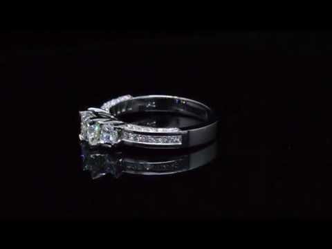 2.15ct Natural 3-Stone Princess Cut Diamond Engagement Ring