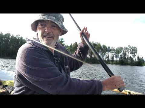 Fishing for Perch on a Carbon Pole with worms in Arctic waters on my boat