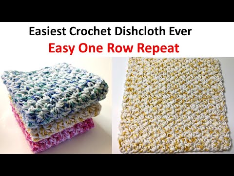 Easiest Crochet Dishcloth Ever - Easy One Row Repeat - #MakeitPremier