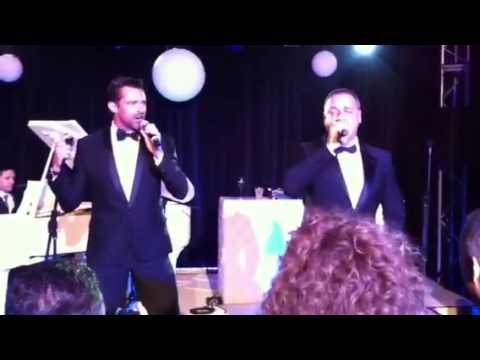 Russell Crowe and Hugh Jackman at the Les Misérables after