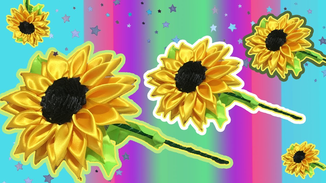 GIRASOL con liston SUPER FACIL - como hacer un girasol - girasol de liston para regalar o vender