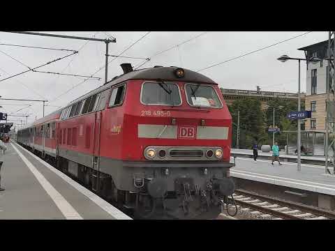 9-Euro-Ticket II: Abellio mit BR 218 bwegt & GfF-Wagen in Magdeburg Hbf: RE21 (69378) Goslar