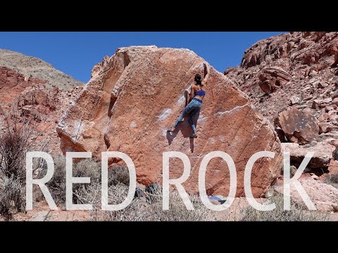a day in RED ROCK! 🏜️ moderate & easy climbs in the Kraft Boulders (V2-6) 🧗🏽‍♀️