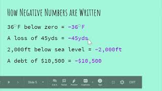 Negative Numbers