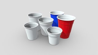 Plastic Cup Pack - low poly PBR 3d model