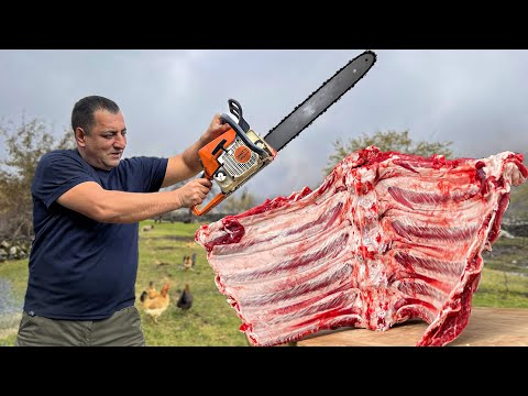 Huge Beef Ribs Cooked in the Oven! Popular Dish in the Village of Azerbaijan