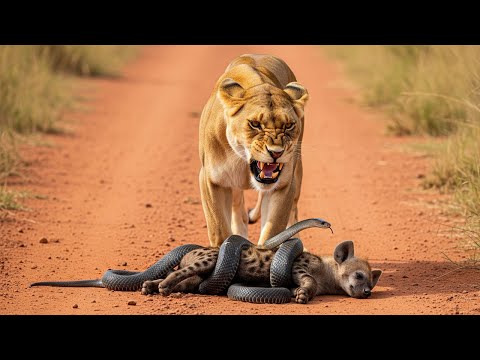 Lion Finds Baby Hyena Under Attack by Black Mamba — You Won’t Believe What Happens Next!