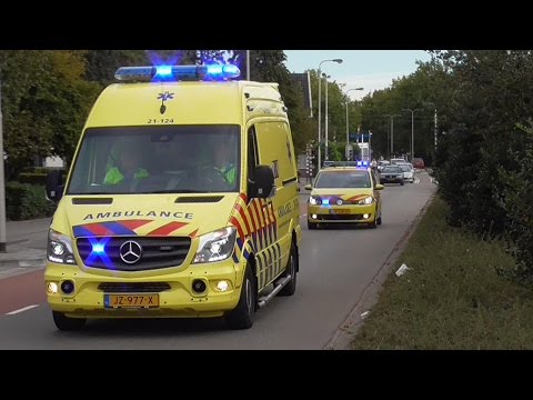 A1 Ambulance 21-124 en Rapid Responder 21-344 met hoge spoed naar reanimatie in Oss