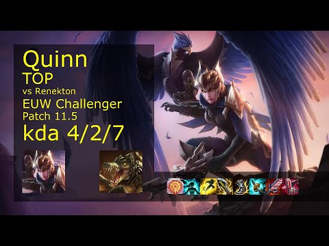 Quinn vs Renekton Top - EUW Challenger 4/2/7 Patch 11.5 Gameplay