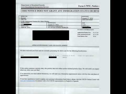 📄✨ EB-3 Visa - Education: I-797C Filing Receipt - Notice of Action ✨📄