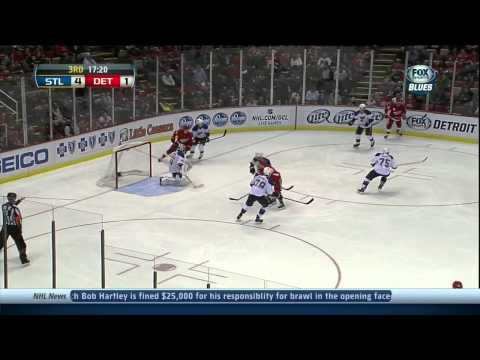 Jay Bouwmeester wrist shot goal 4-1 St. Louis Blues vs Detroit Red Wings 1/20/14 NHL Hockey.