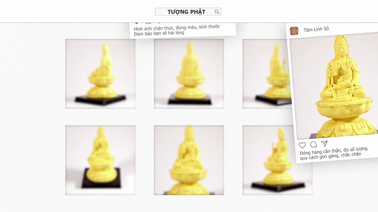 Tượng Quan Âm Bồ Tát ngồi tòa sen có đế vàng đất - Cao 12cm