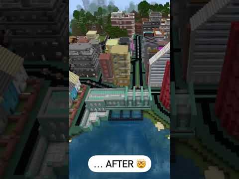 BEFORE AND AFTER IN MY MINECRAFT CITY ARCADIA 🏙 #short #minecraft #before #after #city