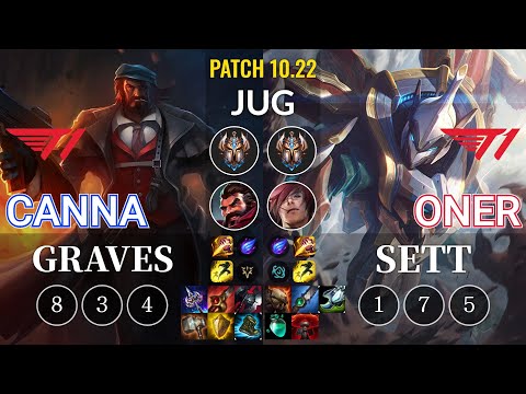 T1 Canna Graves vs T1 Oner Sett Jungle - KR Patch 10.22