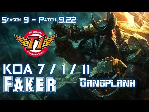 SKT T1 Faker GANGPLANK vs NAUTILUS Mid - Patch 9.22 KR Ranked