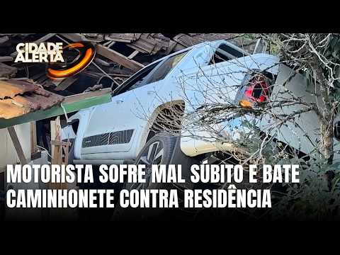 Caminhonete colide contra residência após motorista passar mal em SC