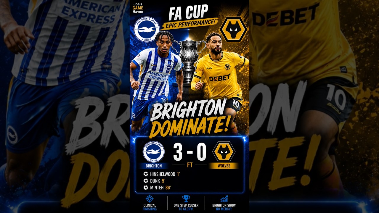 BRIGHTON DOMINATE Wolves 3-0 🔥 FA Cup Statement Win! #premierleague @fifa @UEFA