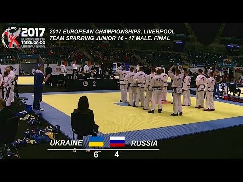 EUROPEAN ITF TAEKWON DO CHAMPIONSHIPS 2017. Team sparring  Junior 16 17 Male Final  Ukraine & Russia