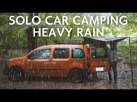 [Autocamping] Starker Regen. Verbringen Sie eine Nacht allein in einem Renault Kangoo