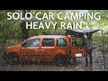 [Car camping] Heavy rain. Spend a night alone in a Renault Kangoo