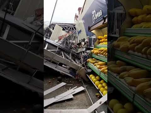 Vento derruba teto de supermercado no interior de SP, deixando um morto e quatro feridos