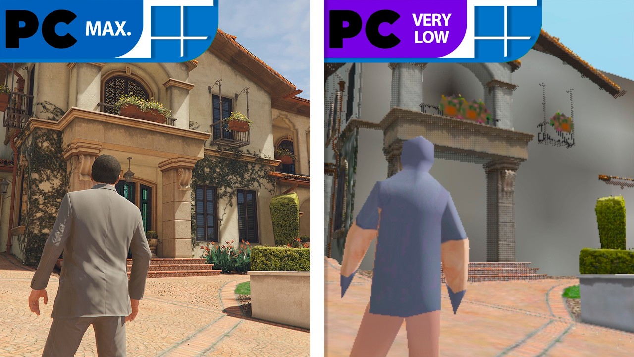 GTA V | SUPER Low vs Maximum Settings | 2.5GB vs 120GB Graphics Comparison