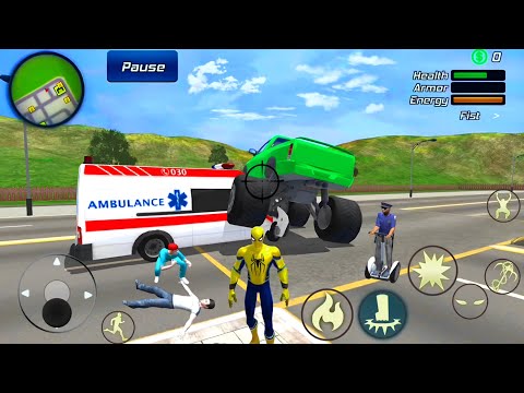 Spider Rope Hero Gangster Crime Simulator #58 - Rescue Ambulance at Vegas City - Android Gameplay