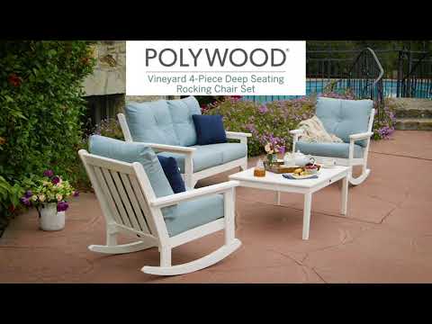 POLYWOOD Vineyard 4-Piece Deep Seating Rocking Chair Set - PWS404-2 Video