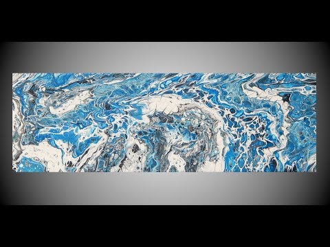 Acrylic pour painting Abstract painting Wall Art Home decor Fluid art Black Blue White by ilonka