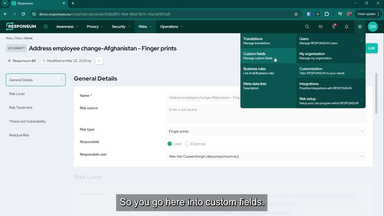 Add fully functional custom fields to any part of RESPONSUM