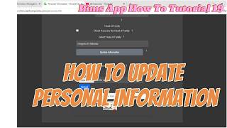 BIMS App How To Tutorial 19: Update Personal Information