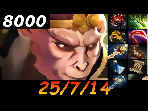 Dota 2 Monkey King 8000 MMR 25/7/14 (Kills/Deaths/Assists) Ranked Full Gameplay