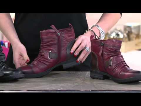 Earth Leather Pleated Ankle Boots with Buckle - Jericho on QVC