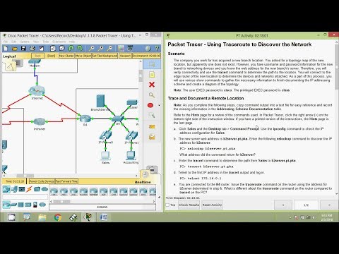 1.1.1.8 Packet Tracer - Using Traceroute to Discover the Network