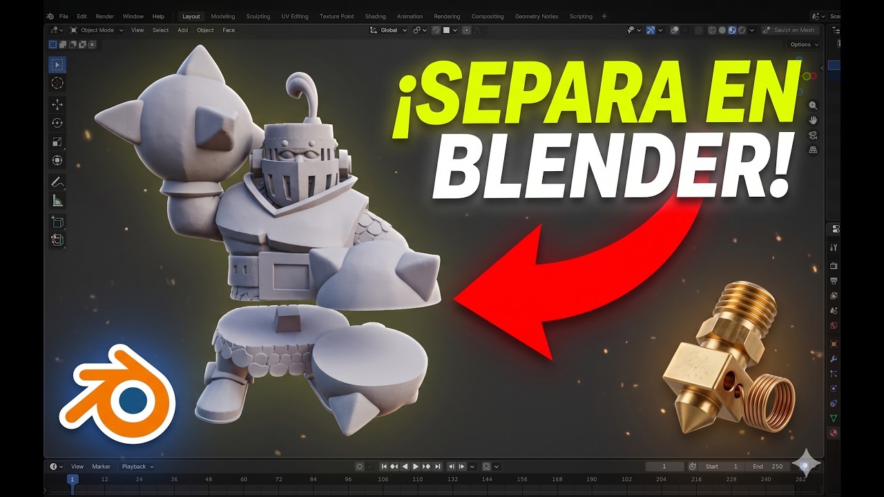 Cómo Cortar STL en piezas para 3d imprimir usando blender 01